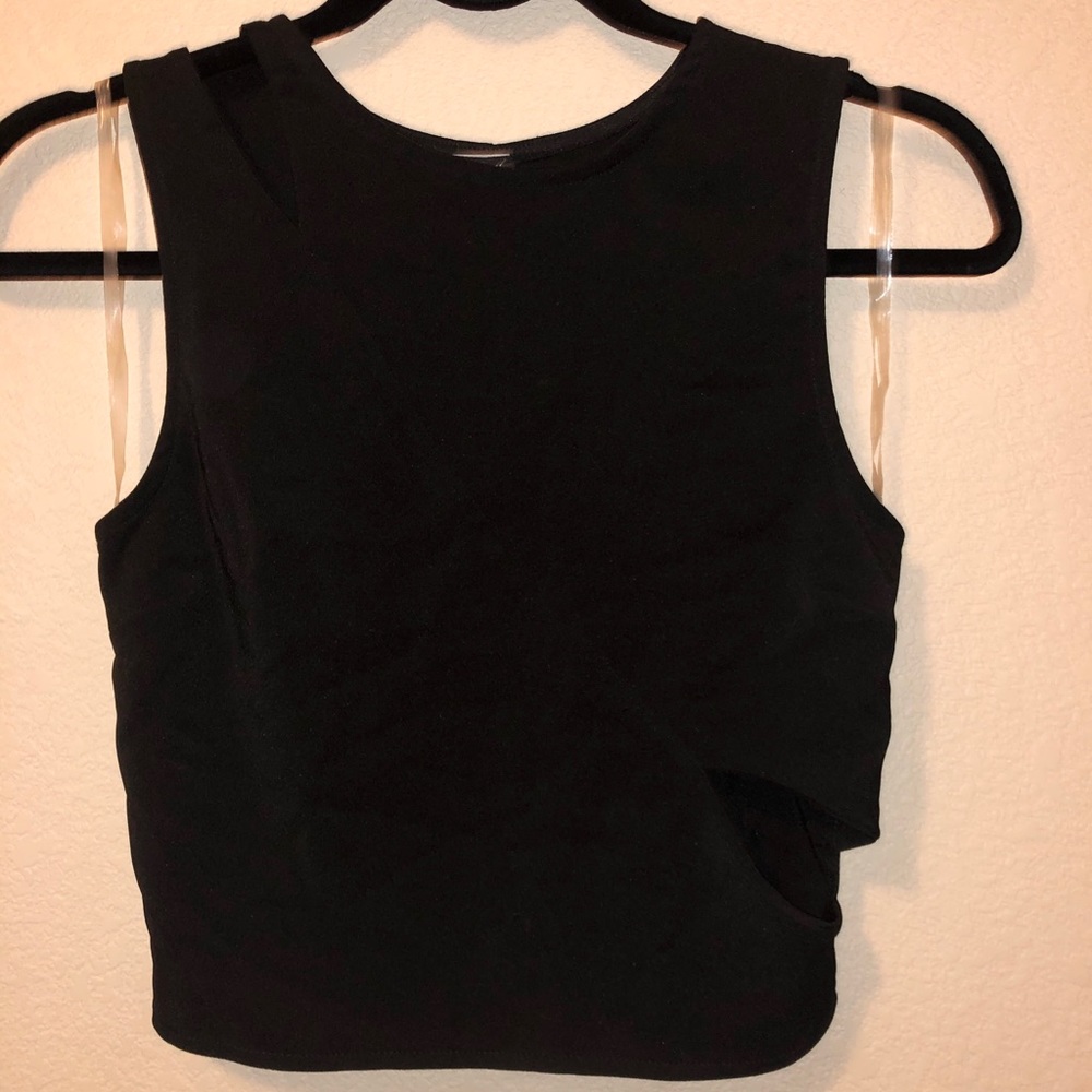 Black cut out/open back crop